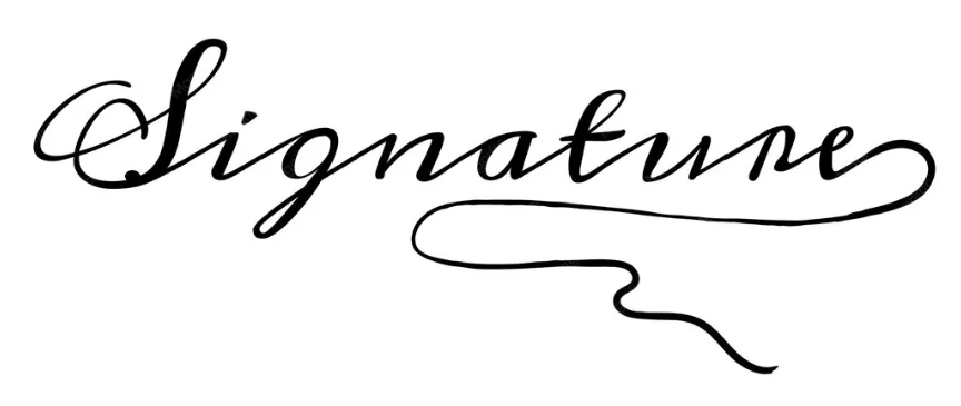 Exemple de signature manuscrite pouvant être reproduite en broderie personnalisée.